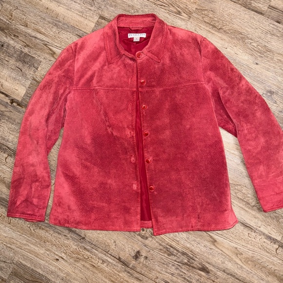 PENDLETON • Red Leather Button Down Jacket - Picture 3 of 10